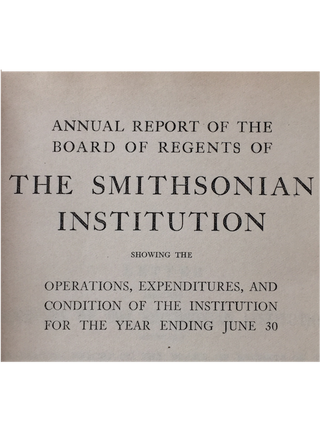 SMITHSONIAN INSTITUTION ANNUAL REPORT. for the Year Ending June 30, 1930.; Krieger, H. W. , W....