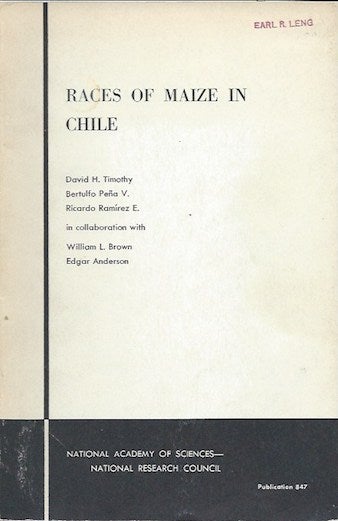 Item #15888 RACES OF MAIZE IN CHILE.; National Academy of Sciences, Publication 847