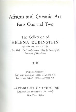Item #15898 (Auction Catalogue) Parke-Bernet Galleries, April 21 and April 29, 1966 (parts 1 and...