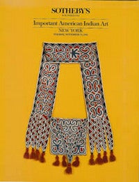 Item #3605 (Auction Catalogue) Sotheby's, November 29, 1988. IMPORTANT AMERICAN INDIAN ART