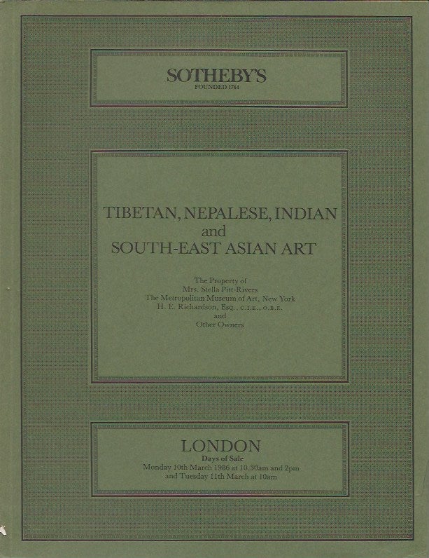 Item #4672 (Auction Catalogue) Sotheby's, March 10, 1986. TIBETAN, NEPALESE, INDIAN AND SOUTH-EAST ASIAN ART