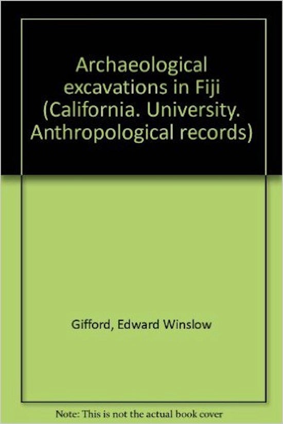 Item #8200 ARCHAEOLOGICAL EXCAVATIONS IN FIJI. E. w. Gifford.